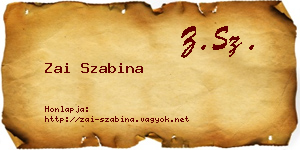 Zai Szabina névjegykártya